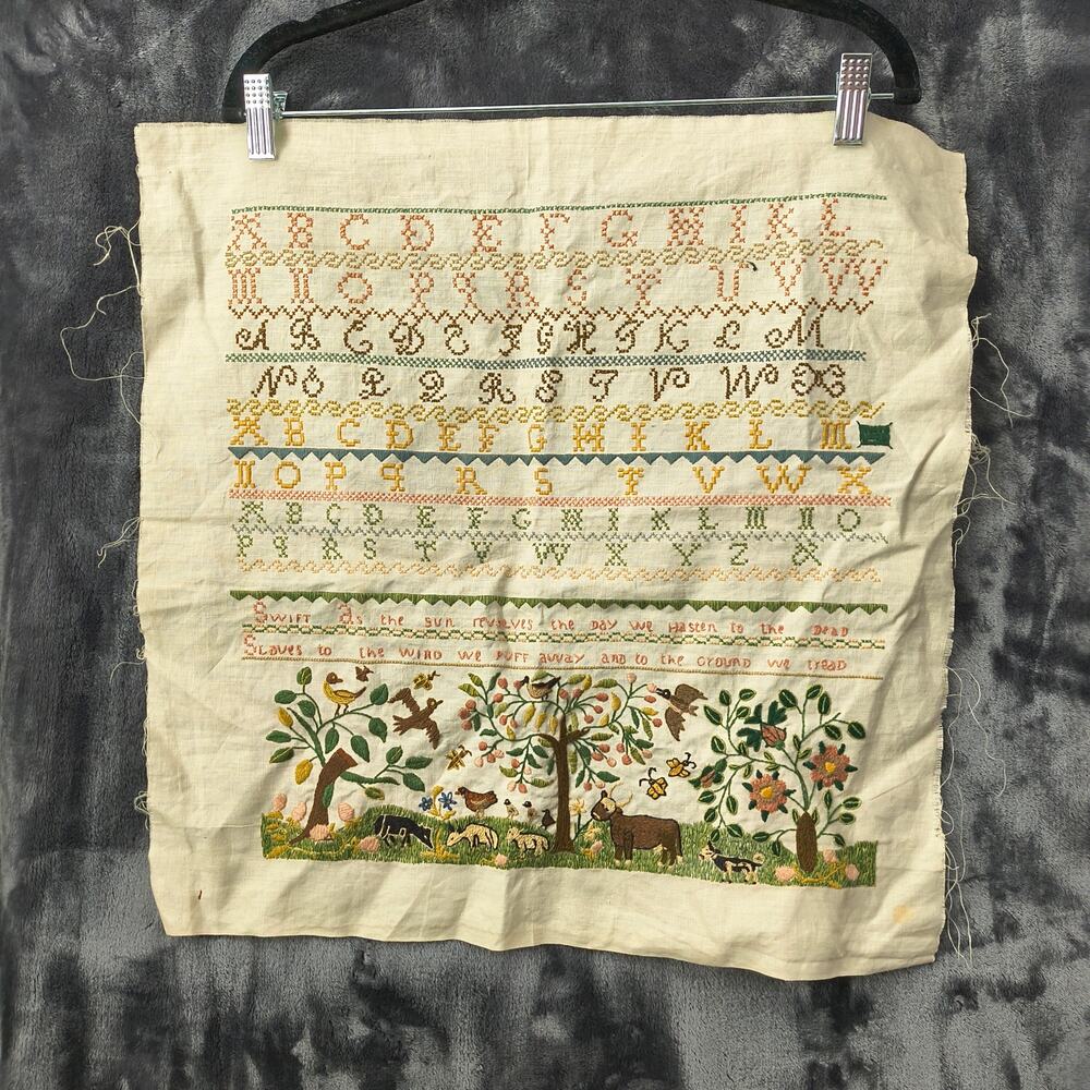 Reproduction Embriodered of "The Chase" Williamsburg Sampler Done